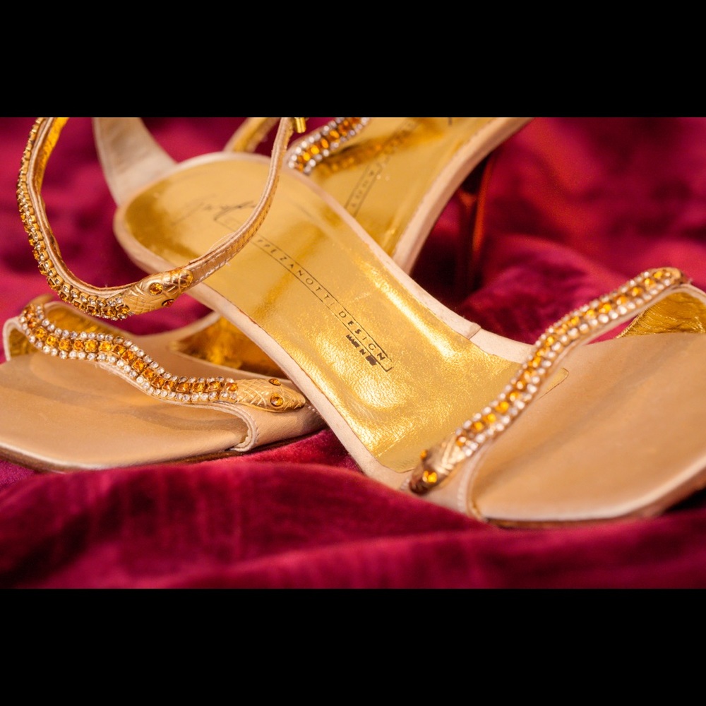 Snake jeweled heels